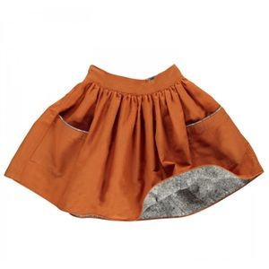Petite Lucette Reversible Skirt Ochre/Gray Floral